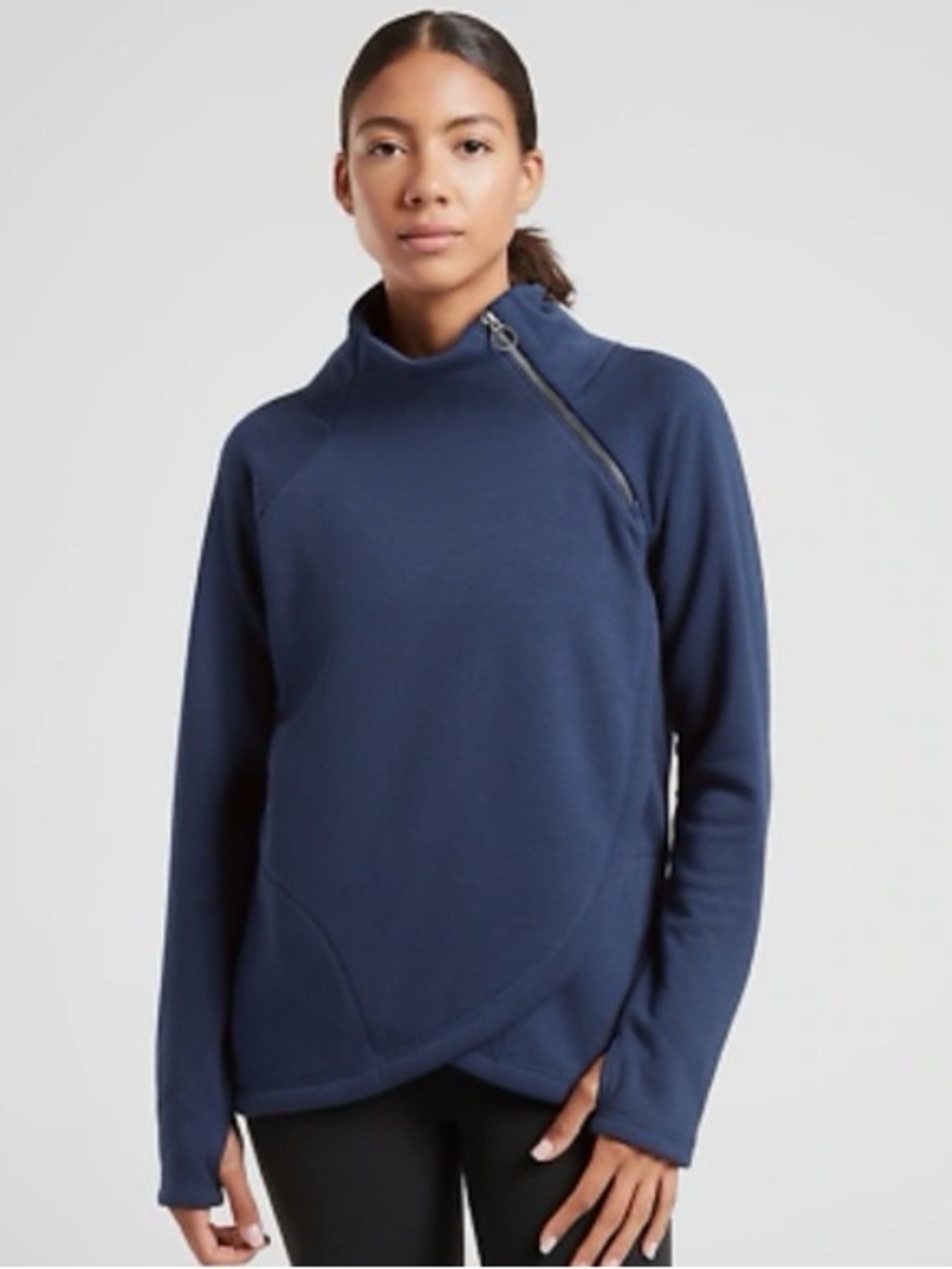 Athleta Cozy Karma Asymmetrical 1/4 Zip Fleece Pullover sweatshirt xs